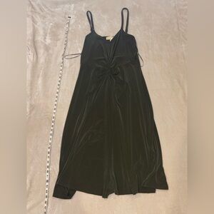 Michael Kors Black Midi Slip Dress with Twisted Front